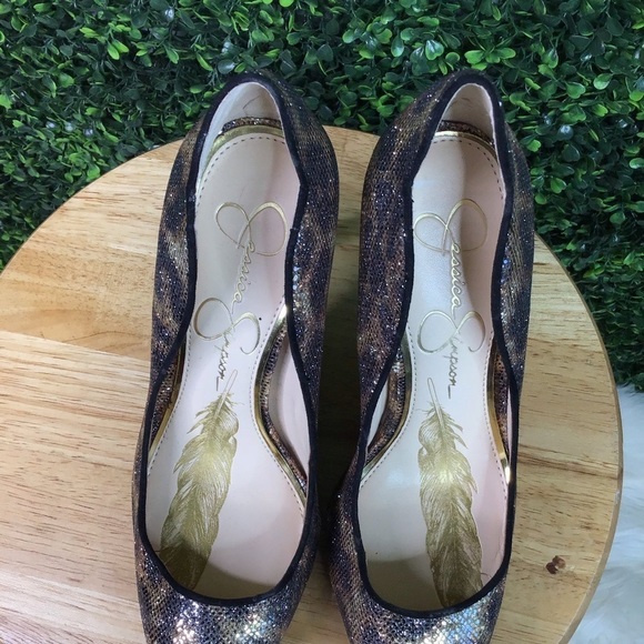 Jessica Simpson animal print sparkling heels - Picture 3 of 6